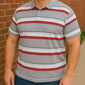 Aeropostale‎ Men’s XL red & gray striped Polo Shirt